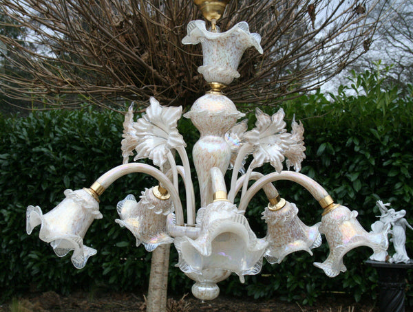 Stunning Italian Venetian Murano glass 1970 mid century Chandelier 5 arms no1