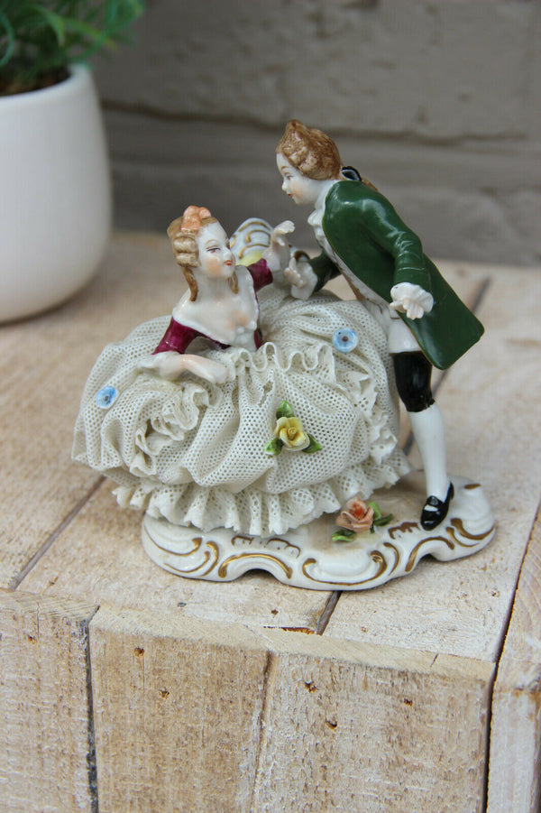 Capodimonte porcelain lace group figurine romantic marked