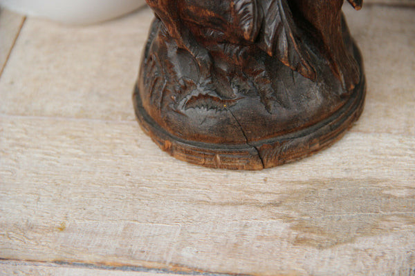 Antique German Black forest Candle holder Bird figurine wood carved