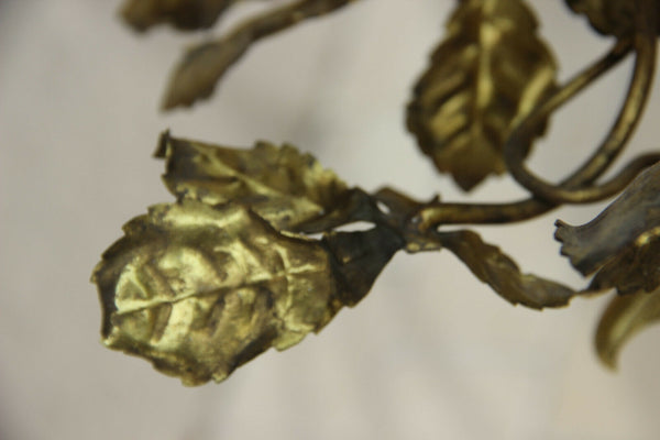 Rare Antique french Art nouveau Chestnut floral bronze chandelier