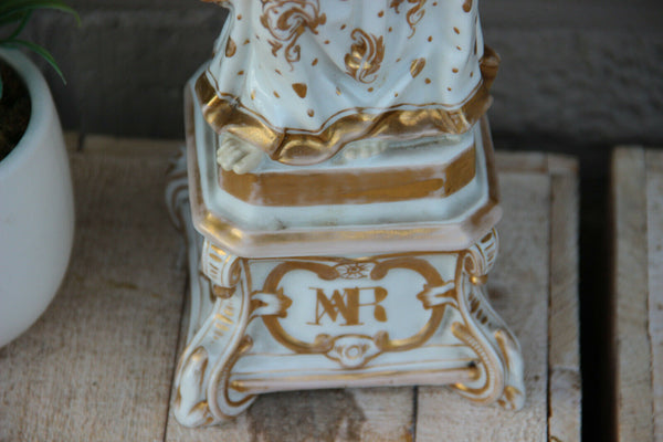 LARGE Antique vieux paris porcelain Madonna figurine religious