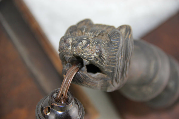 SET RARE gothic Castle Wood black forest barley twist lion sconces wall lights