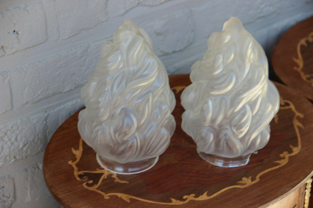 PAIR Glass paste flame torch shade sconces chandelier replacement 3 1/4" fit