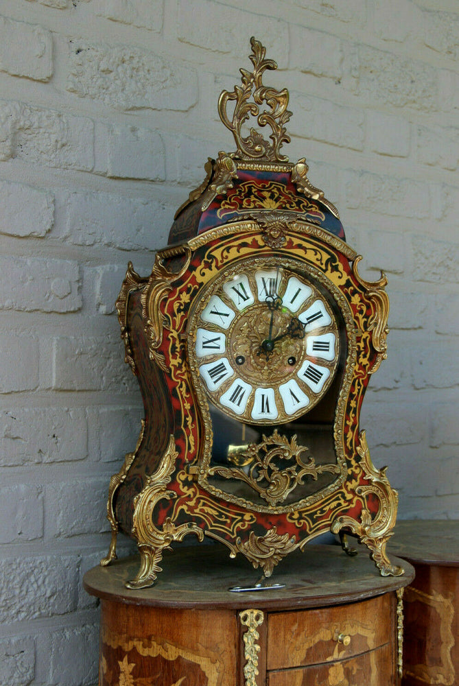 Large Boulle Cartel Mantel clock medusa head bronze ornaments