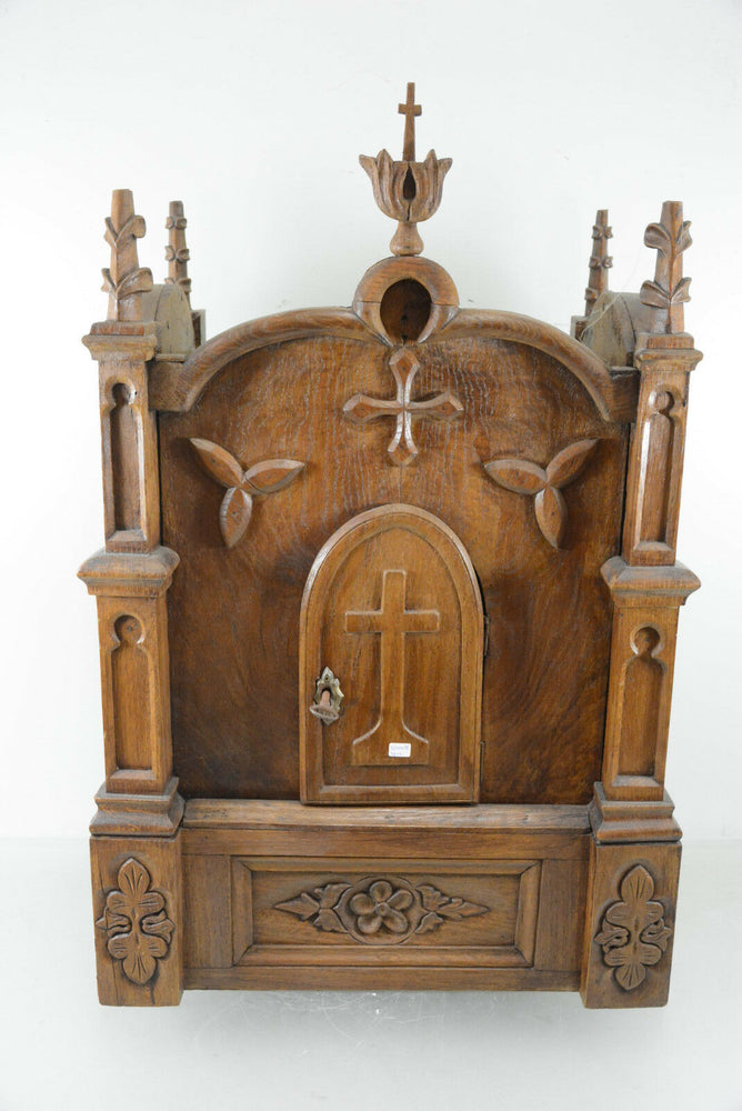 Religious Antique Church tabernacle Wood carved neo gothic rare