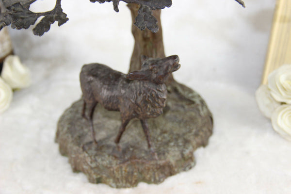 Antique Art nouveau center bowl tree green iridescent glass Vase attr. LOETZ