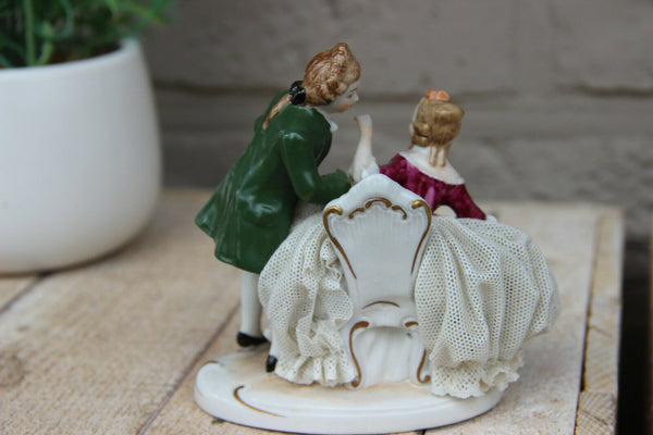 Capodimonte porcelain lace group figurine romantic marked