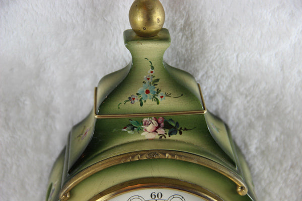 Vintage German hand paint floral table clock 1970