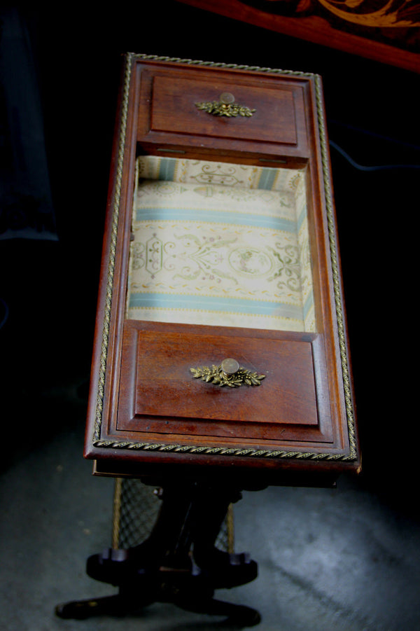 Antique Napoleon III Sewing working table wood carved 1850