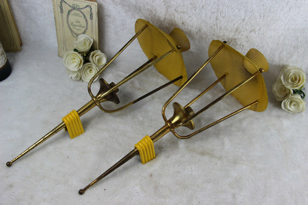 PAIR Retro wall lights sconces mategot for Maison ARLUS 1950's yellow