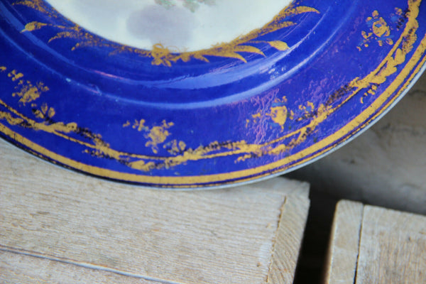 PAIR antique French porcelain Plates putti angel figurine sevres