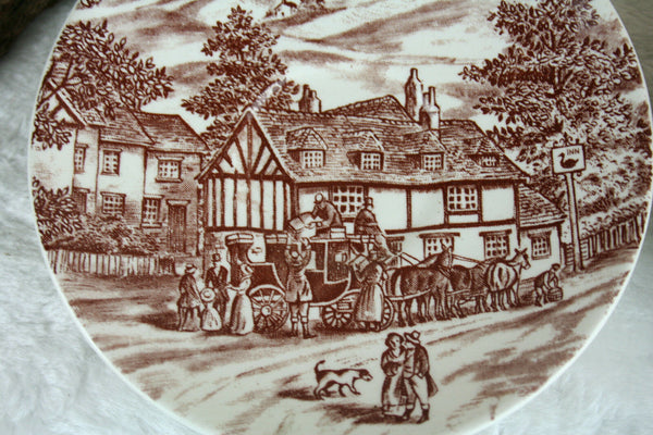 PAIR english staffordshire pocelain transferware cute plates 1970's