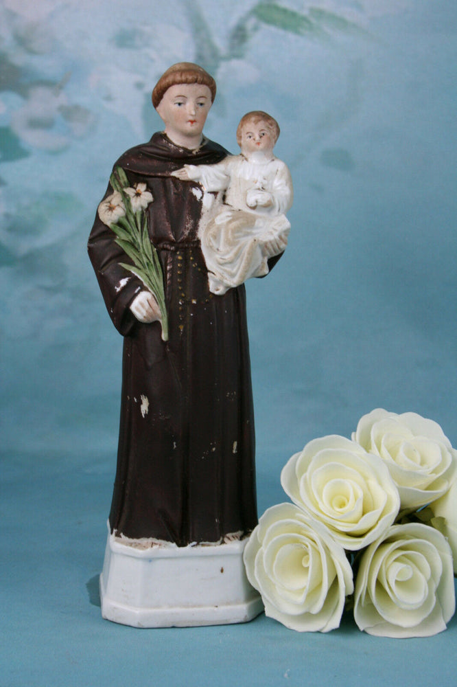 French Biscuit religious Holy Saint Anthony of PAdua with child religious