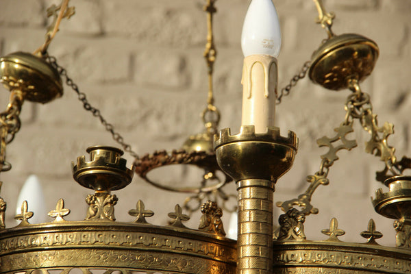 Majestical Antique French Church religious neo gothic chandelier lamps  candles