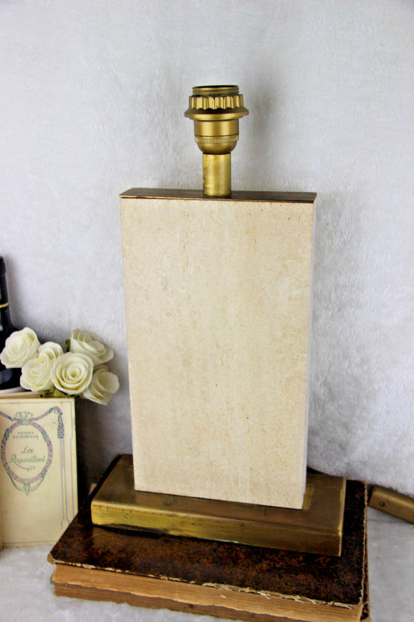 Modernist french vintage 1960 retro Travertin table lamp mid-century