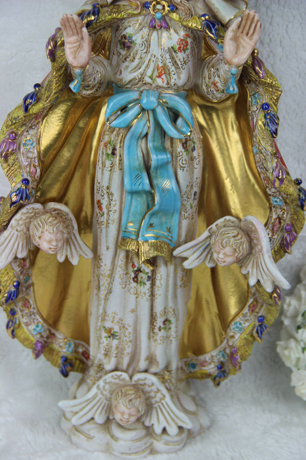 PATTARINO school XL MAdonna terracotta polychrome statue italian 1950 Religious