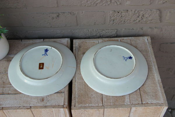 PAIR antique French porcelain Plates putti angel figurine sevres