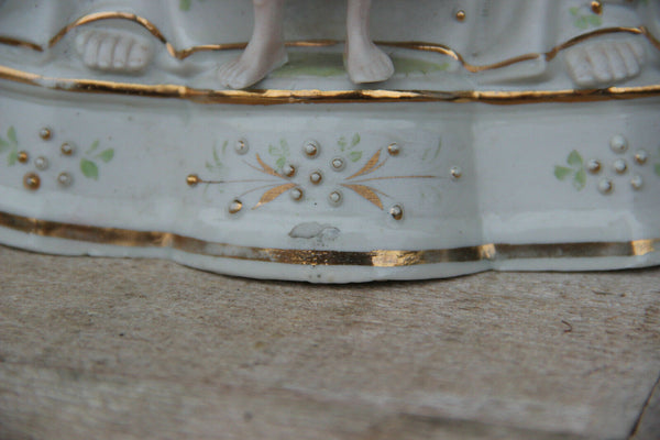Antique  French Religious porcelain holy family group statue