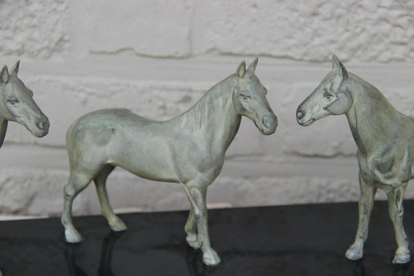 HUGE French Art Deco LIMOUSIN marked Spelter bronze marble horse group statue