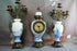 Blue white Pottery Mills landscape Candelabras set with Clock Dutch 1920's