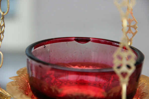 vintage religious sanctuary Altar Lamp neo gothic dragon enamel cross