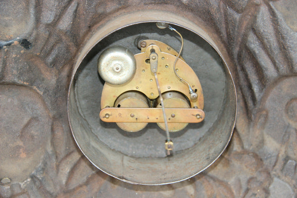 Antique Cast iron Farm animals Horse cow goat wheat gold gilt wall clock rare