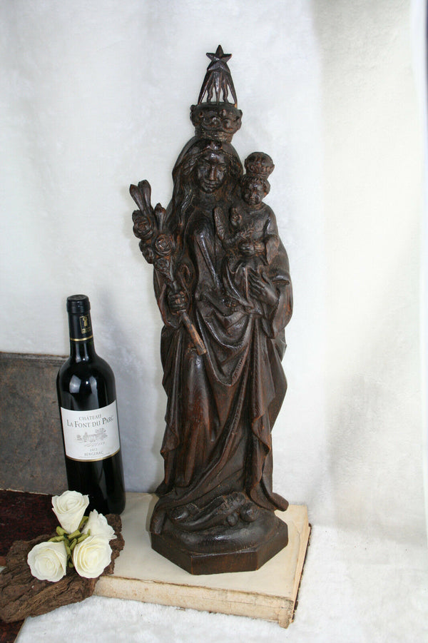 18th/19th HUGE XXL Antique French Wood oak carved MAdonna statue church