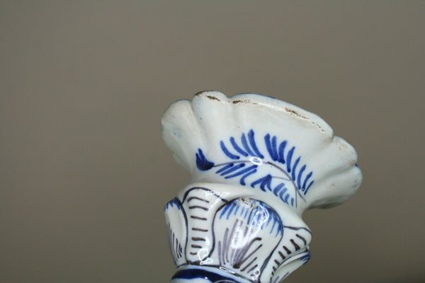 PAIR 1930 Delft pottery marked Dragon gothic candle holders rare special pcs