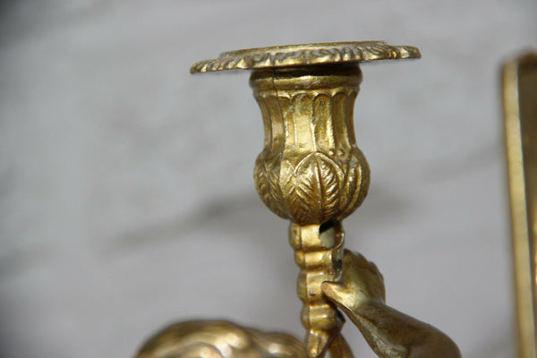 Set 4 antique Bronze putti angel Wall candle holders sconces