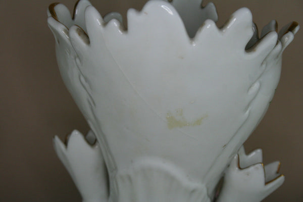 Antique 19thC PAIR vieux paris porcelain floral decor Vases style de Jacob petit