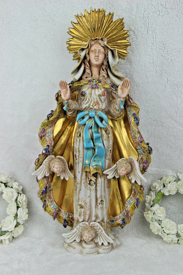 PATTARINO school XL MAdonna terracotta polychrome statue italian 1950 Religious