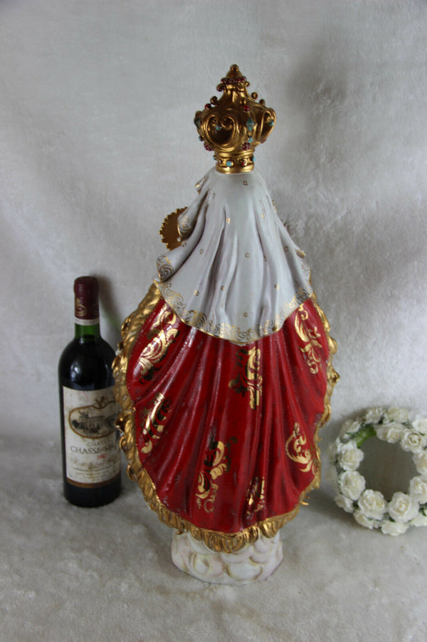 Stunning XL Pattarino School terracotta polychrome Madonna child italian angels