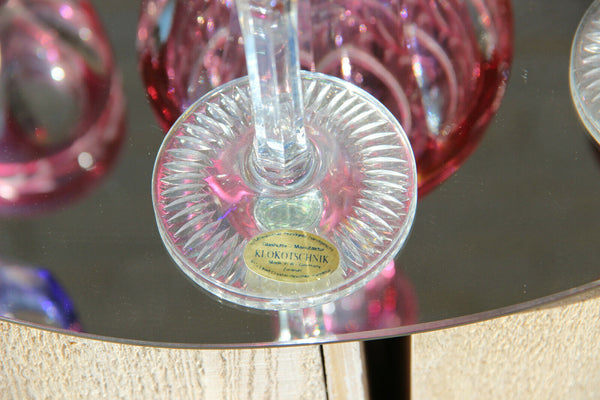 Vintage Bohemia Czech Crystal glass decanter glasses Set 1950