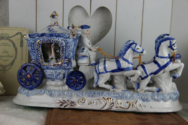 Vintage German porcelain carriage coach princess horses figurines statue group