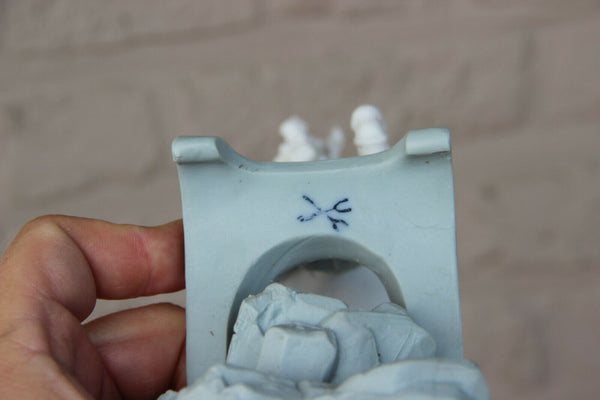 Gorgeous German Large bisque porcelain Romantic group carriage horses marked