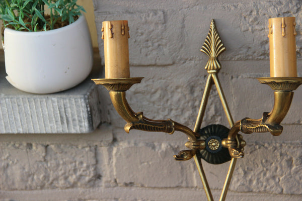 PAIR French empire Bronze swan arms wall lights sconces