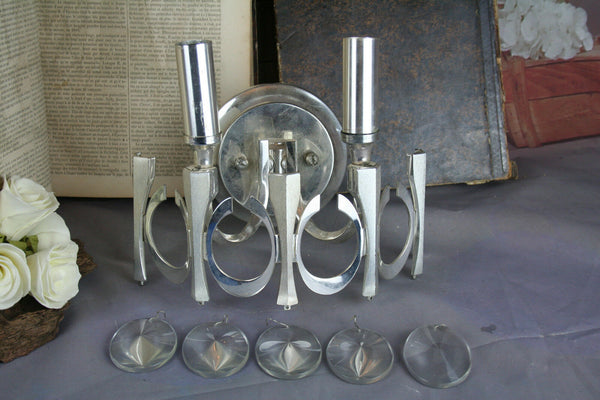 Mid-century 1970's Wall sconce lamp Sciolari glass drops Italian marked sticker