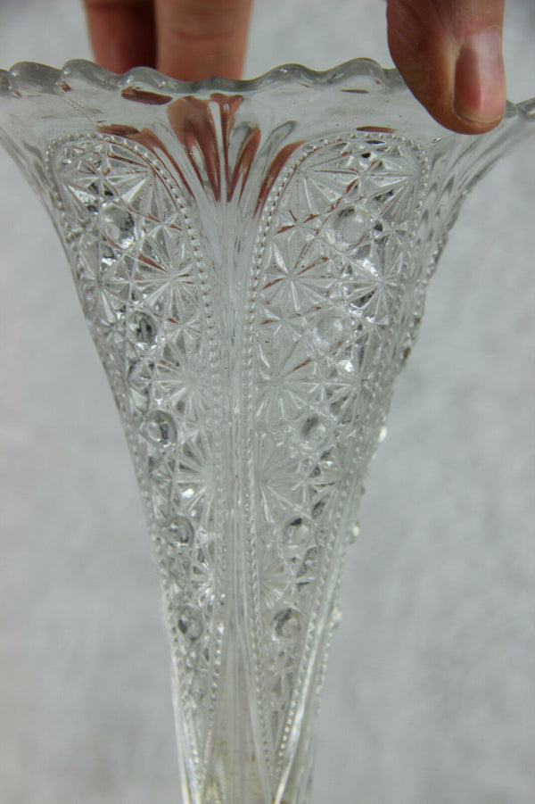 Antique French spelter glass cut Centerpiece 2 tier presentation tray