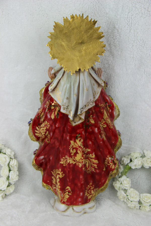 PATTARINO school XL MAdonna terracotta polychrome statue italian 1950 Religious