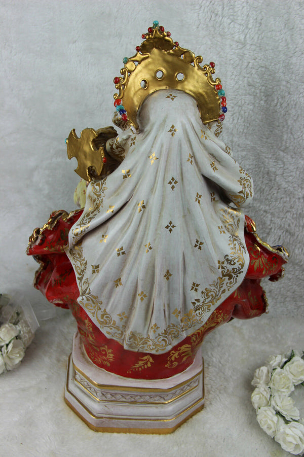 Italian Pattarino school terracotta polychrome large madonna statue religious