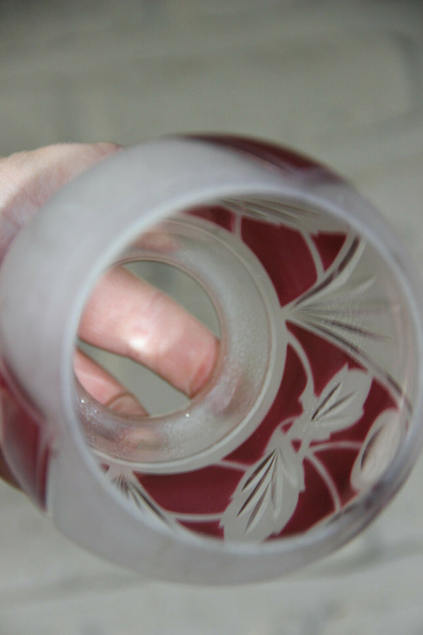 Set 3 art deco french glass cut cherry shades