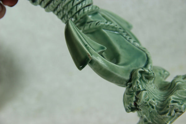 Antique French barbotine majolica anchor Boat vase Rare maritime theme