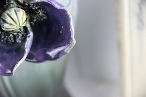 PAIR ART NOUVEAU Barbotine flower Vases 1900 French antique