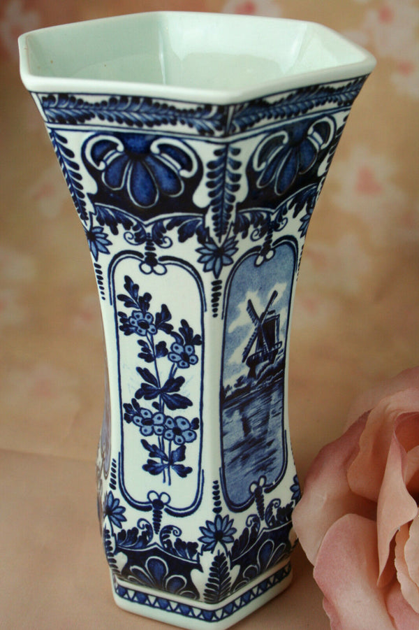 Set of 3 DELFT Blue Vases ROYAL SPHINX by BOCH Belgium porcelain marked dog