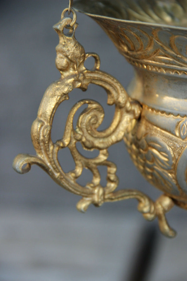 Gorgeous Religious church sanctuary altar lamp putti angels Blue stones rare