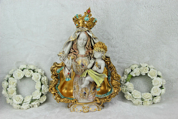 PATTARINO school MAdonna terracotta polychrome statue italian 1950 Religious