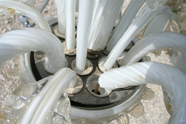 MURANO 60's Glass Chandelier leaf elements Italian 5 arms