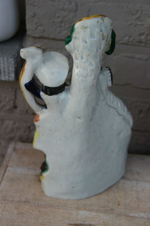 Antique victorian STAFFORDSHIRE pottery Statue dog