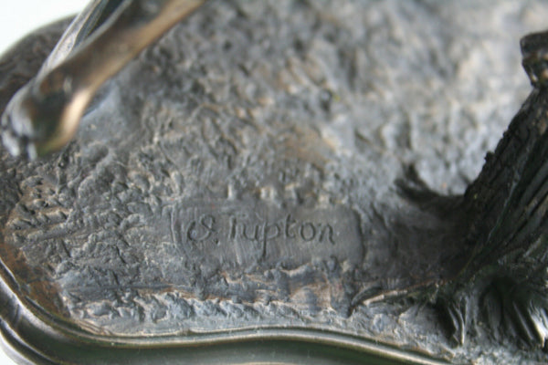 Pair Racing Greyhound Bronze cast resin Dog Sculpture pair 1970's