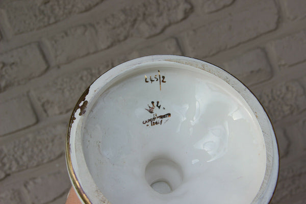 Rare Italian Capodimonte marked porcelain Ewer pitcher vase putti Swan mouth